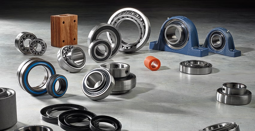 Rillenkugellager, Kugellager und Kunststofflager werden auf einer Ebene platziert